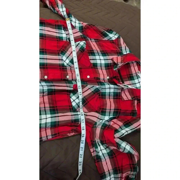 Women's plaid flannel button down shirt dress w/roll tab sleeves, Cato sz 14/16W - Picture 5 of 6